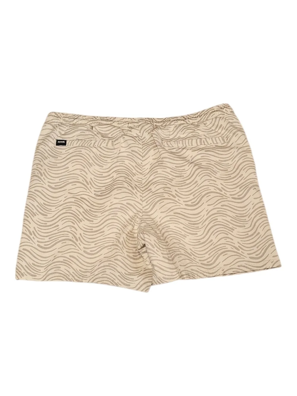 RSQ Pull On Shorts XL Cream Wave Print Drawstring Casual